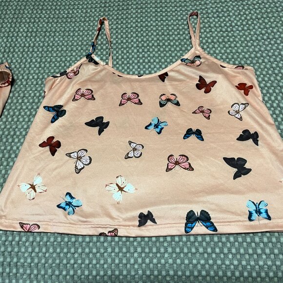 Butterfly Print Cami Top & Bow Front Shorts PJ Set - Picture 3 of 7